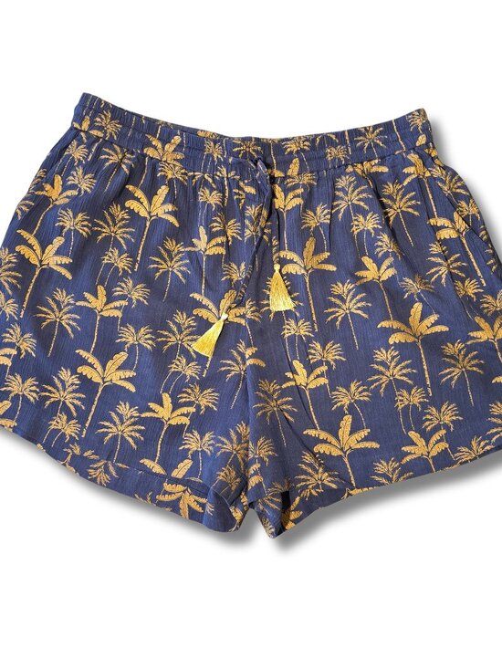 Boden Pants - Boden Women's Size 10 Navy Golden Palm Tree Print Drawstring Shorts
